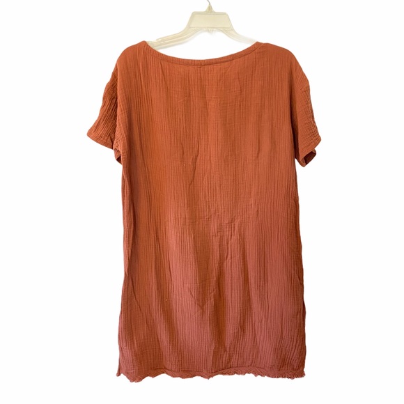 Eileen Fisher Red Organic Cotton Gauze Boxy Dress - Picture 7 of 7